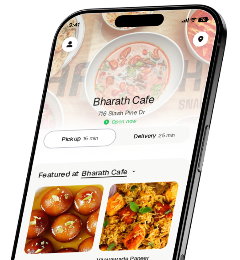 Bharath Cafe app preview